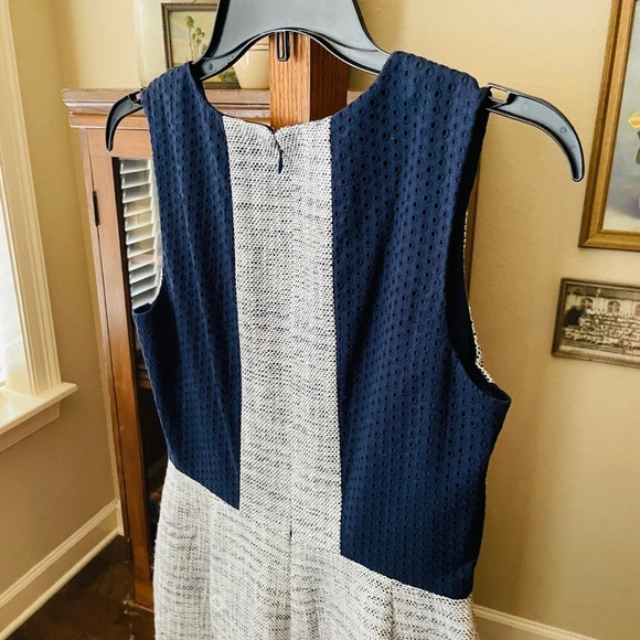 J.Crew Factory sleeveless tweed & eyelet dress wedding guest SZ 2 gray navy - Picture 8 of 11